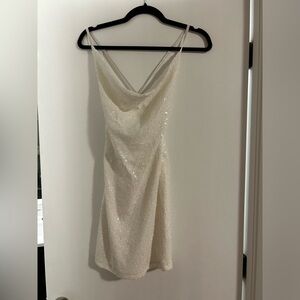 White Sequin Mini Dress